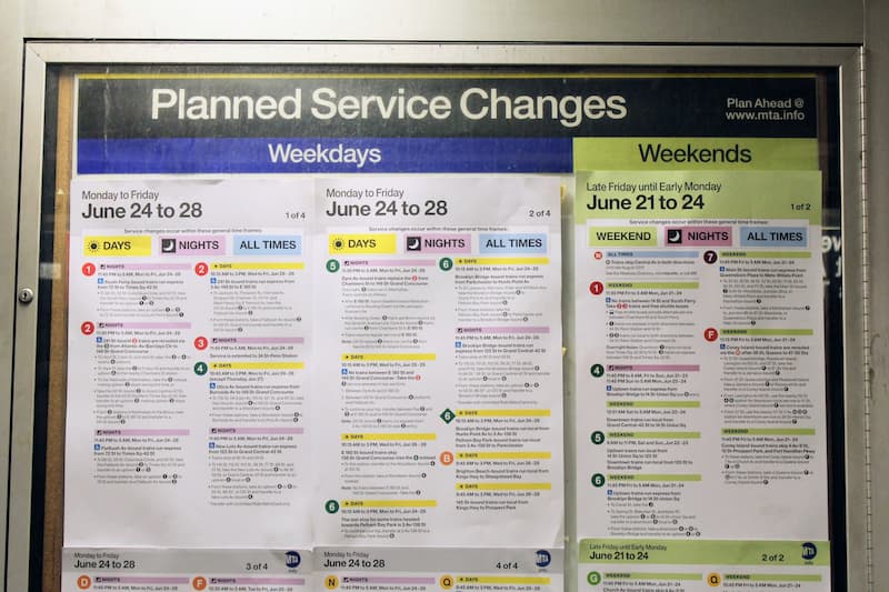 Planned service changes board