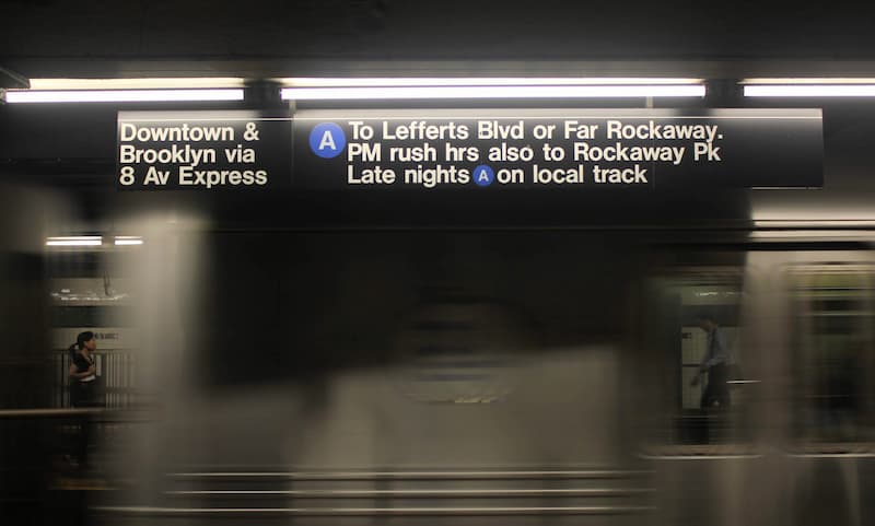 Subway platform sign