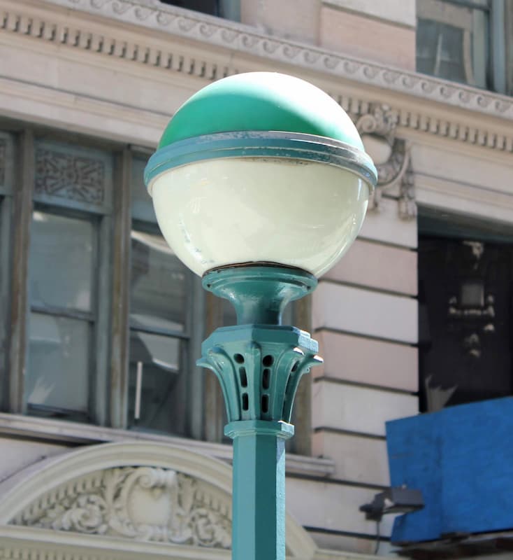Green/white subway globe lamp