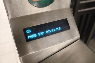 Display after successful swipe of the MetroCard