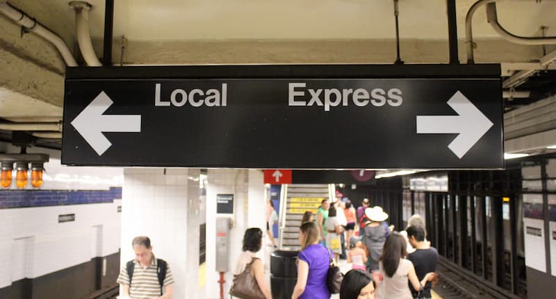 Sign showing local vs. express platforms