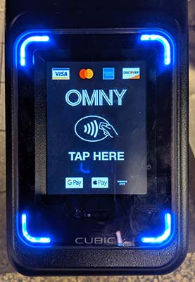 OMNY reader displays TAP HERE