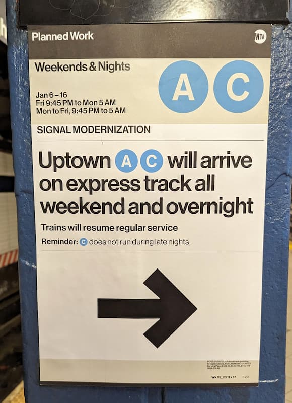 Individual planned service changes flyer  showing a change of track
