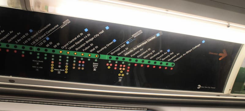 Route map on the Lexington Ave line