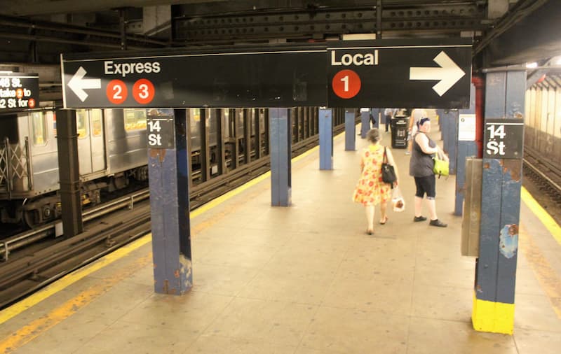 Sign showing local vs. express platforms