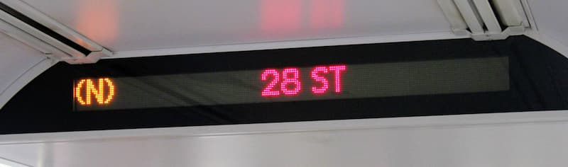 LED display showing the upcoming station