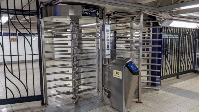 Revolving doors in a subway station