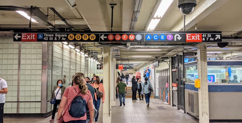 Directional signs at Times Square