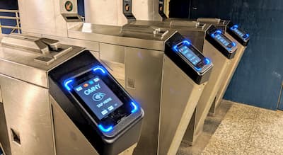 Turnstiles with OMNY readers