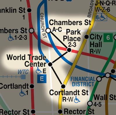 Subway services around the World Trade Center