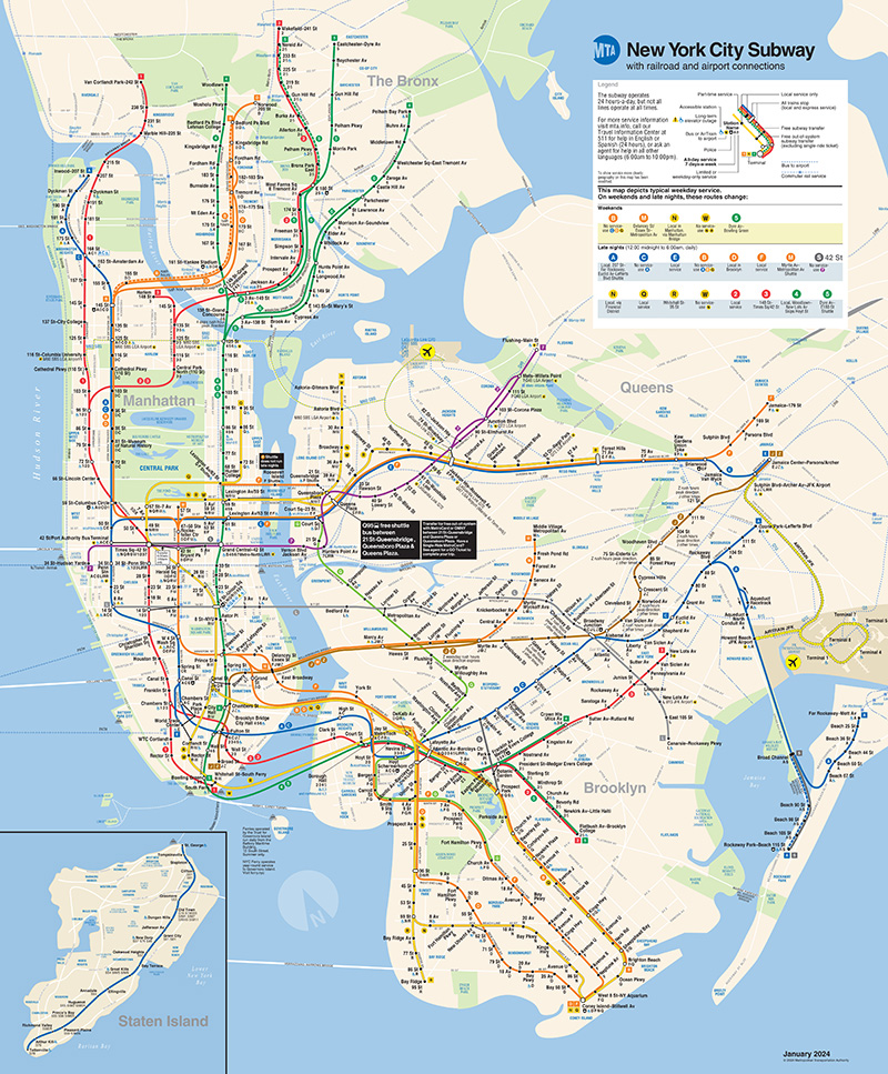 Official MTA map of the subway system